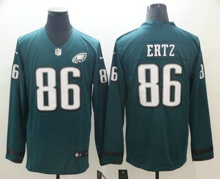 Men's Philadelphia Eagles #86 Zach Ertz Nike Green Therma Long Sleeve Limited Jersey