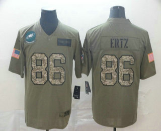 Men's Philadelphia Eagles #86 Zach Ertz Olive Camo 2019 Salute To Service Stitched NFL Nike Limited Jersey