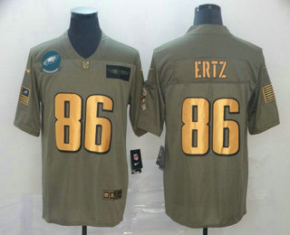 Men's Philadelphia Eagles #86 Zach Ertz Olive Gold 2019 Salute To Service Stitched NFL Nike Limited Jersey