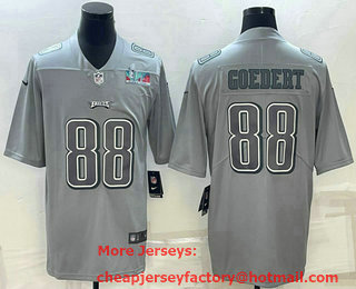 Men's Philadelphia Eagles #88 Dallas Goedert Gray Super Bowl LVII Patch Atmosphere Fashion Stitched Jersey