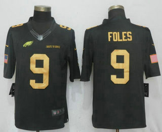 Men's Philadelphia Eagles #9 Nick Foles Anthracite Gold 2016 Salute To Service Stitched NFL Nike Limited Jersey