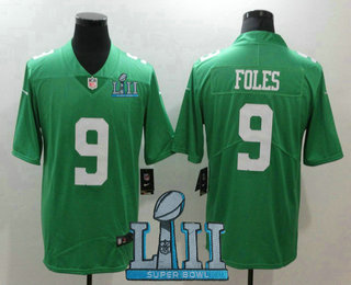 Men's Philadelphia Eagles #9 Nick Foles Light Green 2018 Super Bowl LII Patch Vapor Untouchable Stitched NFL Nike Limited Jersey