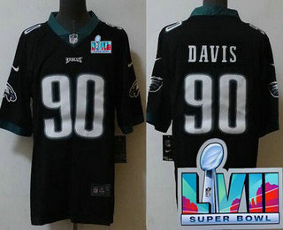 Men's Philadelphia Eagles #90 Jordan Davis Limited Black Super Bowl LVII Vapor Jersey