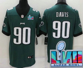 Men's Philadelphia Eagles #90 Jordan Davis Limited Green Super Bowl LVII Vapor Jersey