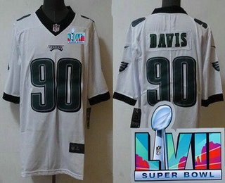 Men's Philadelphia Eagles #90 Jordan Davis Limited White Super Bowl LVII Vapor Jersey