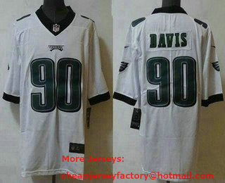 Men's Philadelphia Eagles #90 Jordan Davis Limited White Vapor Jersey