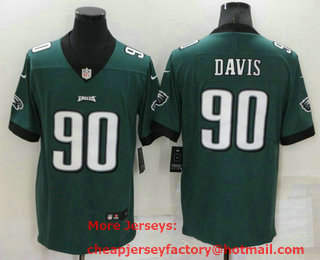 Men's Philadelphia Eagles #90 Jordan Davis Midnight Green 2022 Vapor Untouchable Stitched NFL Nike Limited Jersey