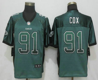 Men's Philadelphia Eagles #91 Fletcher Cox Green Drift Stitched NFL Nike Fashion Jersey
