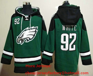 Men's Philadelphia Eagles #92 Reggie White Green Ageless Must Have Lace Up Pullover Hoodie