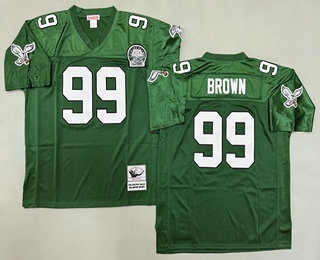 Men's Philadelphia Eagles #99 Jerome Brown Green Throwback Jersey