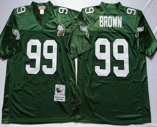 Men's Philadelphia Eagles #99 Jerome Brown Midnight Green Throwback 99TH Jersey by Mitchell & Ness