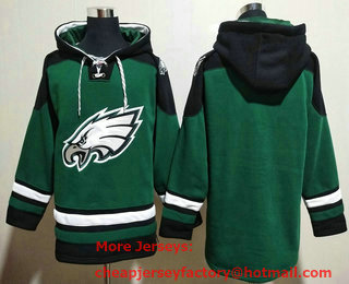 Men's Philadelphia Eagles Blank Green Ageless Must Have Lace Up Pullover Hoodie