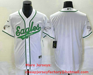 Men's Philadelphia Eagles Blank White Cool Base Stitched Baseball Jersey