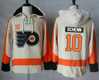Men's Philadelphia Flyers #10 Brayden Schenn Cream Sawyer Hooded Sweatshirt Stitched NHL Jersey