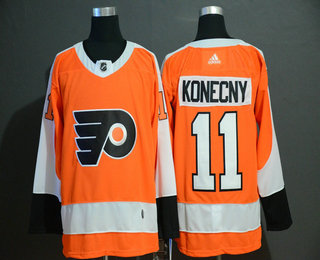 Men's Philadelphia Flyers #11 Travis Konecny Orange Adidas Stitched NHL Jersey
