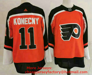 Men's Philadelphia Flyers #11 Travis Konecny Orange Adidas 2020-21 Stitched NHL Jersey