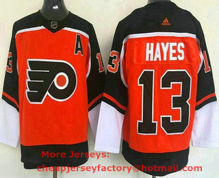 Men's Philadelphia Flyers #13 Kevin Hayes Orange 2021 Reverse Retro Authentic Jersey