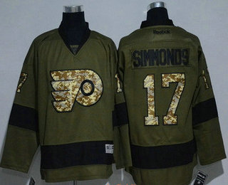 Men's Philadelphia Flyers #17 Wayne Simmonds Green Salute To Service Stitched NHL Reebok Hockey Jersey