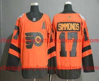Men's Philadelphia Flyers #17 Wayne Simmonds Orange With A Patch 2019 Stadium Series Adidas Stitched NHL Jersey