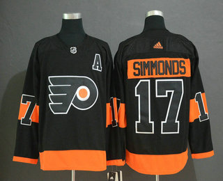Men's Philadelphia Flyers #17 Wayne Simmonds Black With A Patch Adidas Stitched NHL Jersey