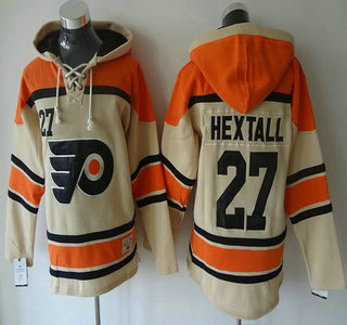 Men's Philadelphia Flyers #27 Ron Hextall Cream Old Time Hockey Cream Hoody
