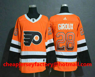 Men's Philadelphia Flyers #28 Claude Giroux Orange Drift Fashion Adidas Stitched NHL Jersey