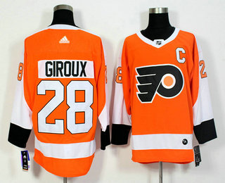 Men's Philadelphia Flyers #28 Claude Giroux Orange With C Patch Home 2017-2018 Hockey Stitched NHL Jersey