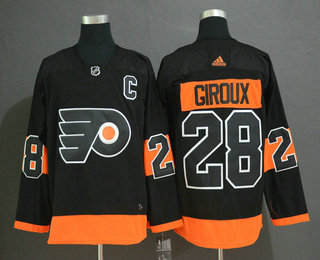 Men's Philadelphia Flyers #28 Claude Giroux With C Patch Black Adidas Stitched NHL Jersey