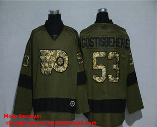 Men's Philadelphia Flyers #53 Shayne Gostisbehere Green Salute To Service Adidas Stitched NHL Jersey