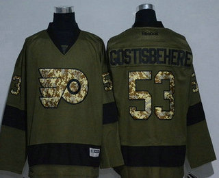 Men's Philadelphia Flyers #53 Shayne Gostisbehere Green Salute To Service Stitched NHL Reebok Hockey Jersey