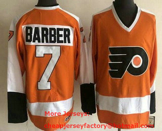Men's Philadelphia Flyers #7 Bill Barber Orange Throwback Jersey