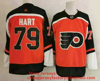 Men's Philadelphia Flyers #79 Carter Hart Orange Adidas 2020-21 Stitched NHL Jersey