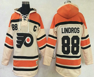 Men's Philadelphia Flyers #88 Eric Lindros Cream Stitched NHL Old Time Hockey Hoodie