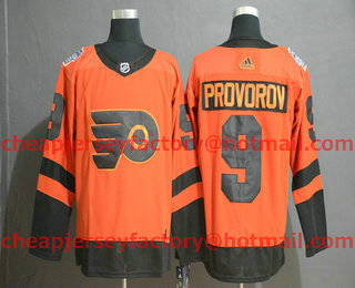 Men's Philadelphia Flyers #9 Ivan Provorov Orange 2019 Stadium Series Adidas Stitched NHL Jersey