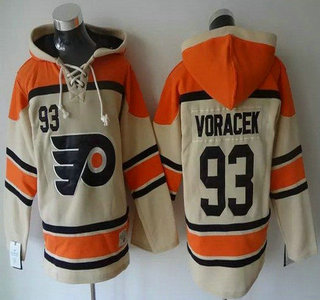 Men's Philadelphia Flyers #93 Jakub Voracek Old Time Hockey Cream Hoody