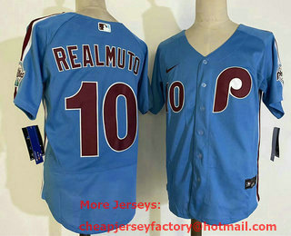 Men's Philadelphia Phillies #10 JT Realmuto Blue Cooperstown Throwback Cool Base Nike Jersey