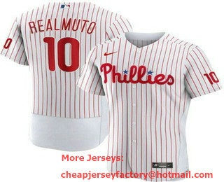 Men's Philadelphia Phillies #10 JT Realmuto White Authentic Jersey