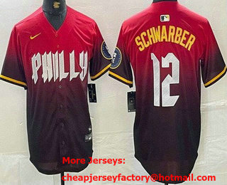 Men's Philadelphia Phillies #12 Kyle Schwarber Red 2024 City Cool Base Jersey