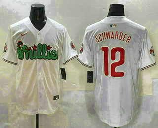 Men's Philadelphia Phillies #12 Kyle Schwarber White Fashion Cool Base Jersey