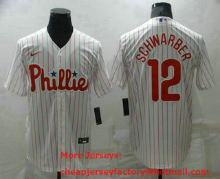 Men's Philadelphia Phillies #12 Kyle Schwarber White Stitched MLB Cool Base Nike Jersey