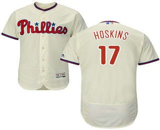 Men's Philadelphia Phillies #17 Rhys Hoskins Cream Flexbase Authentic Collection Stitched MLB Jersey