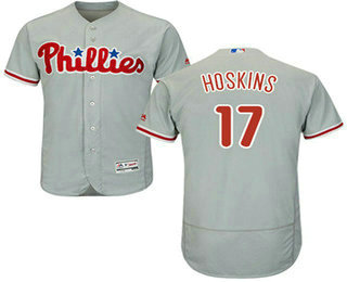Men's Philadelphia Phillies #17 Rhys Hoskins Grey Flexbase Authentic Collection Stitched MLB Jersey