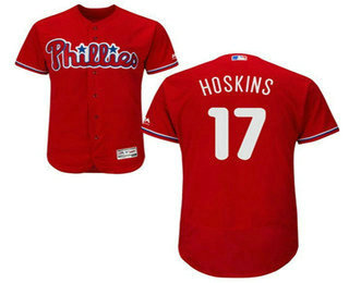 Men's Philadelphia Phillies #17 Rhys Hoskins Red Flexbase Authentic Collection Stitched MLB Jersey