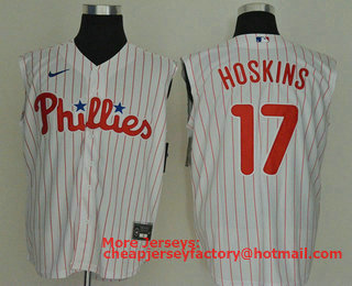 Men's Philadelphia Phillies #17 Rhys Hoskins White 2020 Cool and Refreshing Sleeveless Fan Stitched MLB Nike Jersey