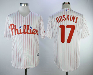 Men's Philadelphia Phillies #17 Rhys Hoskins White Home Stitched MLB Majestic Cool Base Jersey