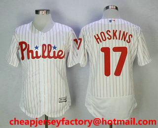 Men's Philadelphia Phillies #17 Rhys Hoskins White Home Stitched MLB Flex Base Jersey