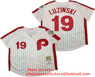 Men's Philadelphia Phillies #19 Greg Luzinski White 1980 Throwback Stitched MLB Cooperstown Collection Jersey By Mitchell & Ness