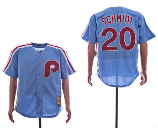 Men's Philadelphia Phillies #20 Mike Schmidt Light Blue Cool Base Cooperstown Collection Jersey