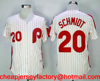 Men's Philadelphia Phillies #20 Mike Schmidt White 1983 Throwback Stitched MLB Cooperstown Collection Jersey By Mitchell & Ness