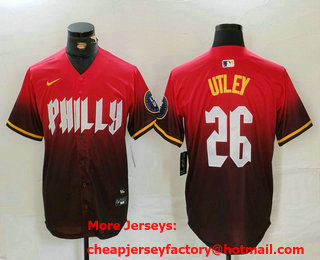 Men's Philadelphia Phillies #26 Chase Utley Red 2024 City Connect Limited Stitched Jersey